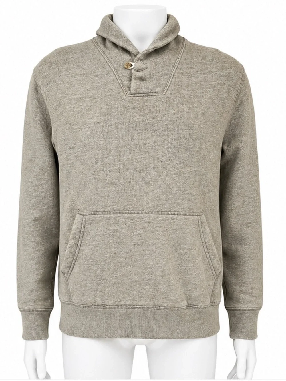J.Crew Vintage Fleece Shawl Collar Hoodie Sweatshirt M Beige 100% Cotton Unisex
